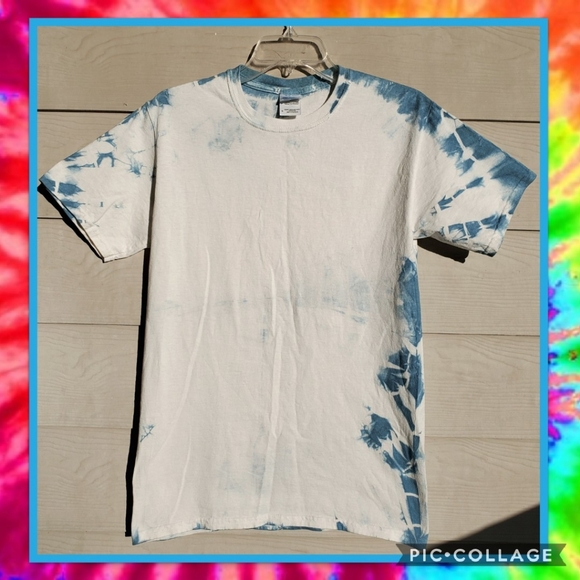OOAK Cotton Tie Dye T-shirt White/Dark Blue - Picture 15 of 15